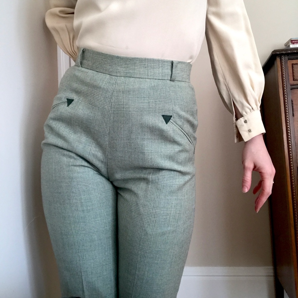 Vintage Isaac Mizrahi Wool Trousers Seafoam Green